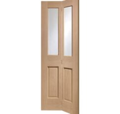 Malton Bi-Fold Internal Oak Door with Clear Bevelled Glass -1936 x 379.5 x 35mm (30")