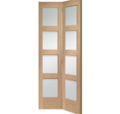 Shaker Bi-Fold Internal Oak Door with Clear Glass -1936 x 379.5 x 35mm (30")