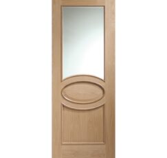 Calabria Internal Oak Door with Clear Bevelled Glass and Raised Mouldings-1981 x 762 x 35mm (30")