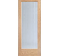 Suffolk Internal 1 Light Oak Door with Clear Etched Glass-1981 x 838 x 35mm (33")