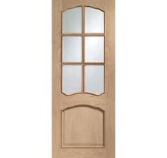 Riviera Pre-Finished Internal Oak Door With Raised Mouldings and Clear Bevelled Glass -1981 x 762 x 35mm (30")