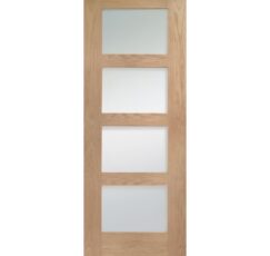 Shaker 4 Light Pre-Finished Internal Oak Door with Obscure Glass -1981 x 838 x 35mm (33")