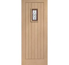 Chancery Onyx Triple Glazed External Oak Door (M&T) with Brass Caming -1981 x 838 x 44mm (33")