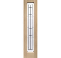 Bevelled Side Light Triple Glazed External Oak Door (Dowelled) with Black Caming -2032 x 584 x 44mm (23")