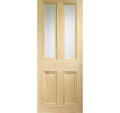 Edwardian 4 Panel Internal Vertical Grain Clear Pine Door with Clear Bevelled Glass -1981 x 838 x 35mm (33")