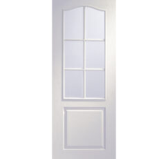 Classique 6 Light Internal White Moulded Door with Clear Bevelled Glass -2040 x 826 x 40mm