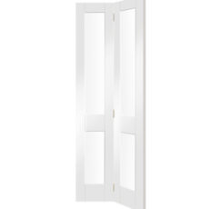 Malton Shaker Internal White Primed Bi-Fold Door with Clear Glass-1936 x 379.5 x 35mm (30")