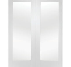 Pattern 10 White Primed Internal Rebated Door Pair with Clear Glass -1981 x 1524 x 40mm (60")