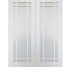 Cheshire Internal White Primed Rebated Door Pair with Clear Glass-1981 x 1524 x 40mm (60")