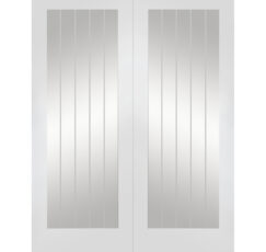 Suffolk 1 Light Internal White Primed Rebated Door Pair with Clear Glass-1981 x 1524 x 40mm (60")