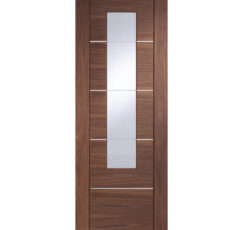 Portici Pre-finished Internal Walnut Door with Clear Etched Glass-1981 x 686 x 35mm (27")