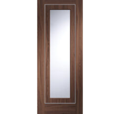 Varese Pre-Finished Internal Walnut Door with Clear Glass-1981 x 762 x 35mm (30")