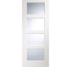 Severo Pre-Finished White Internal Door with Clear Bevelled Glass-1981 x 838 x 35mm (33")